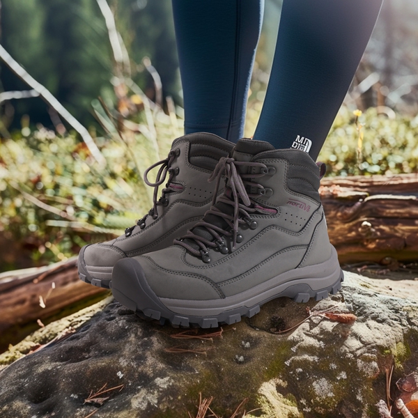 Women's Cap-Toe Leather Waterproof Hiking Boots - DARK GREY - 8